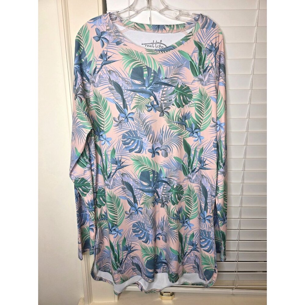 Reel Life Womens Tropical Print Dress 2XL Rash guard sunshade Activewear